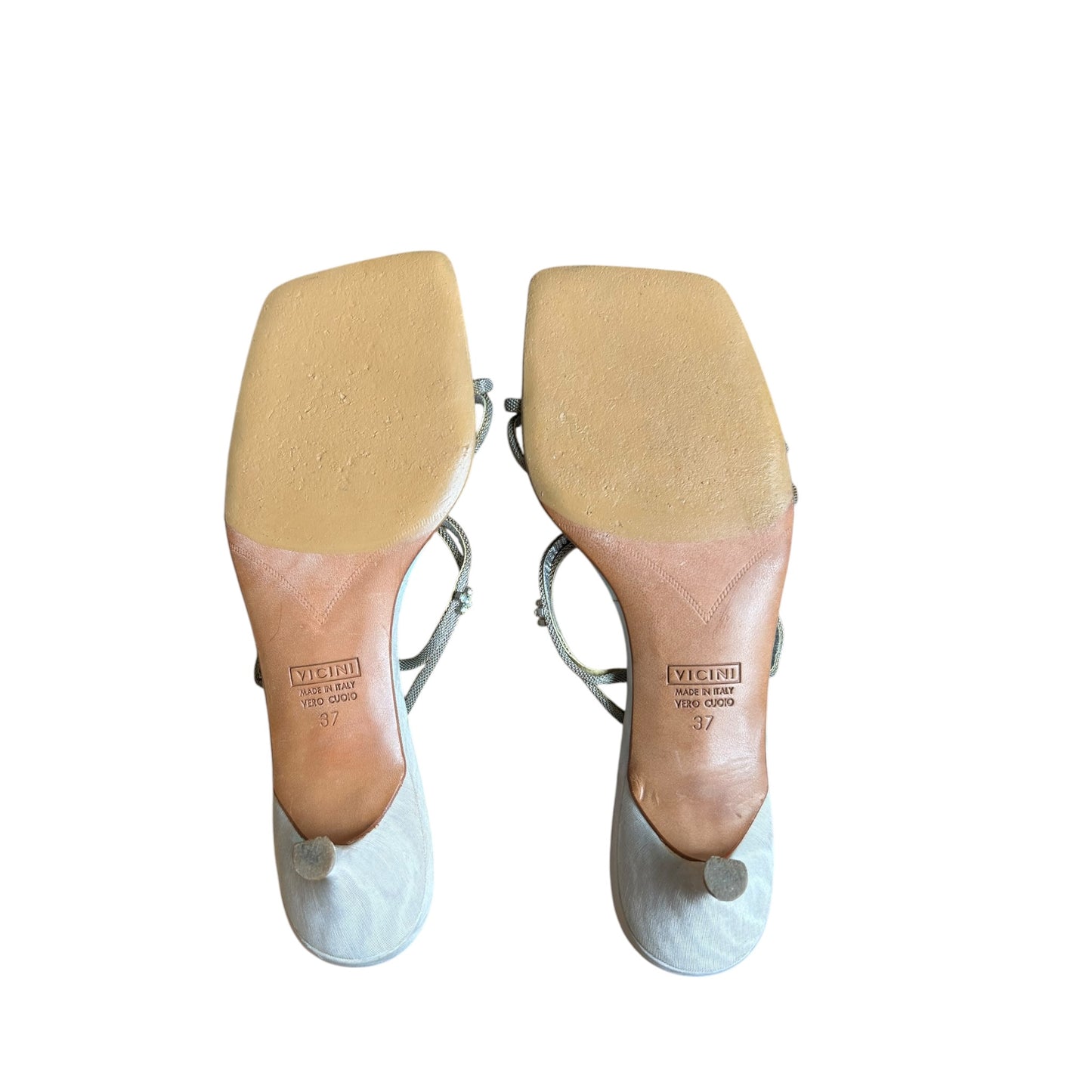 Vintage Vicini by Zanotti mint crystal mule heels / 37