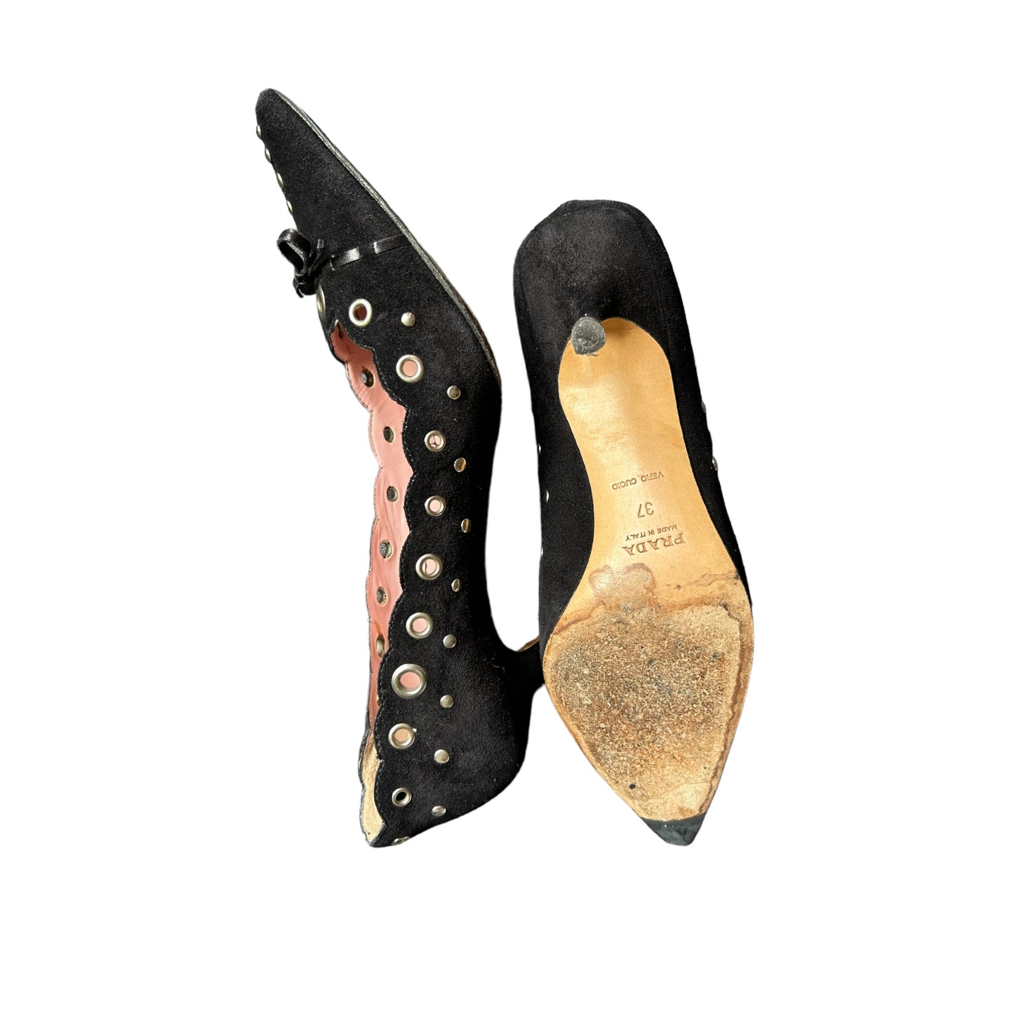 Vintage Prada suede kitten heels / 37