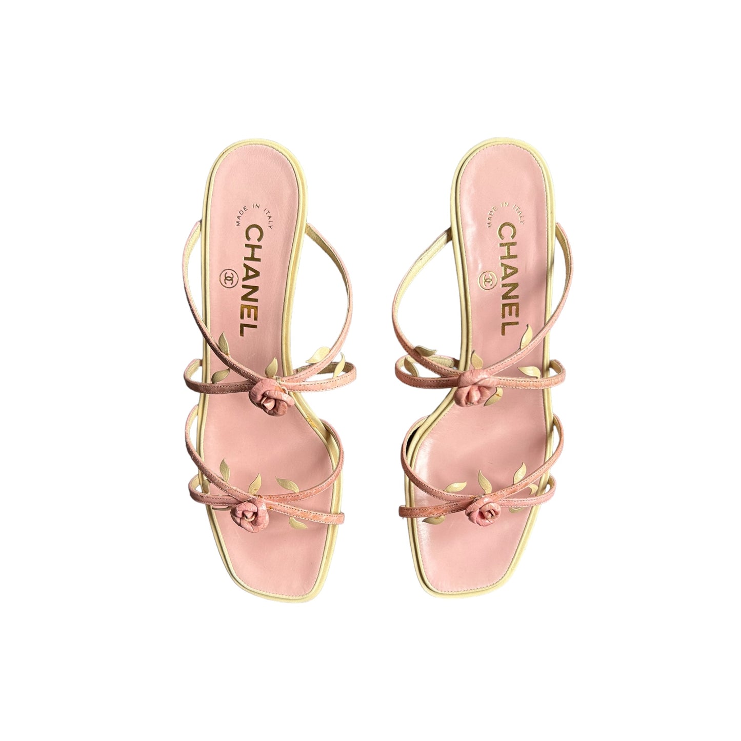 Vintage Chanel pink rosebud sandals by Karl Lagerfeld /37