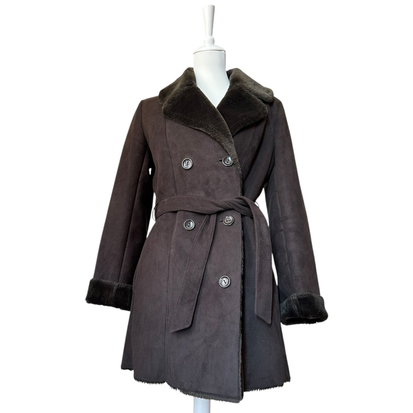 Vintage Balmain faux fur brown coat/ IT40 / S