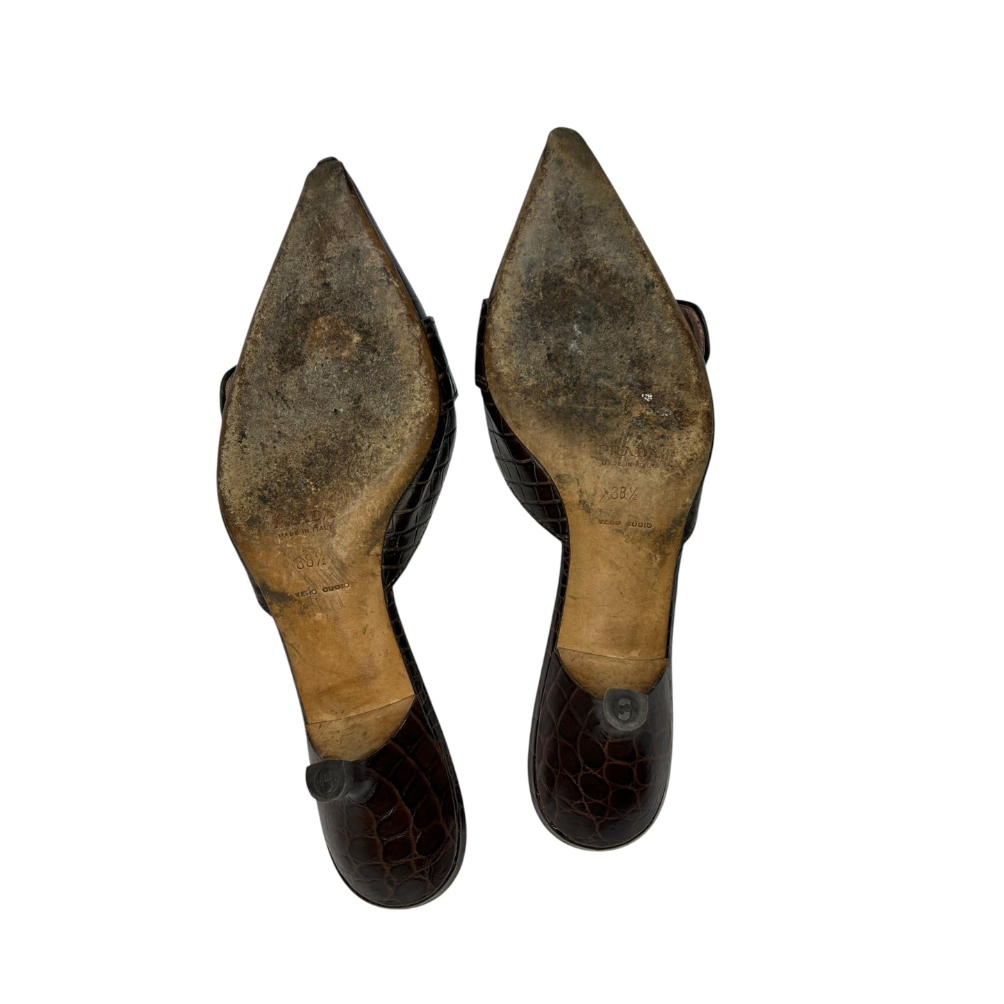 Vintage Prada croc brown mules / 38.5