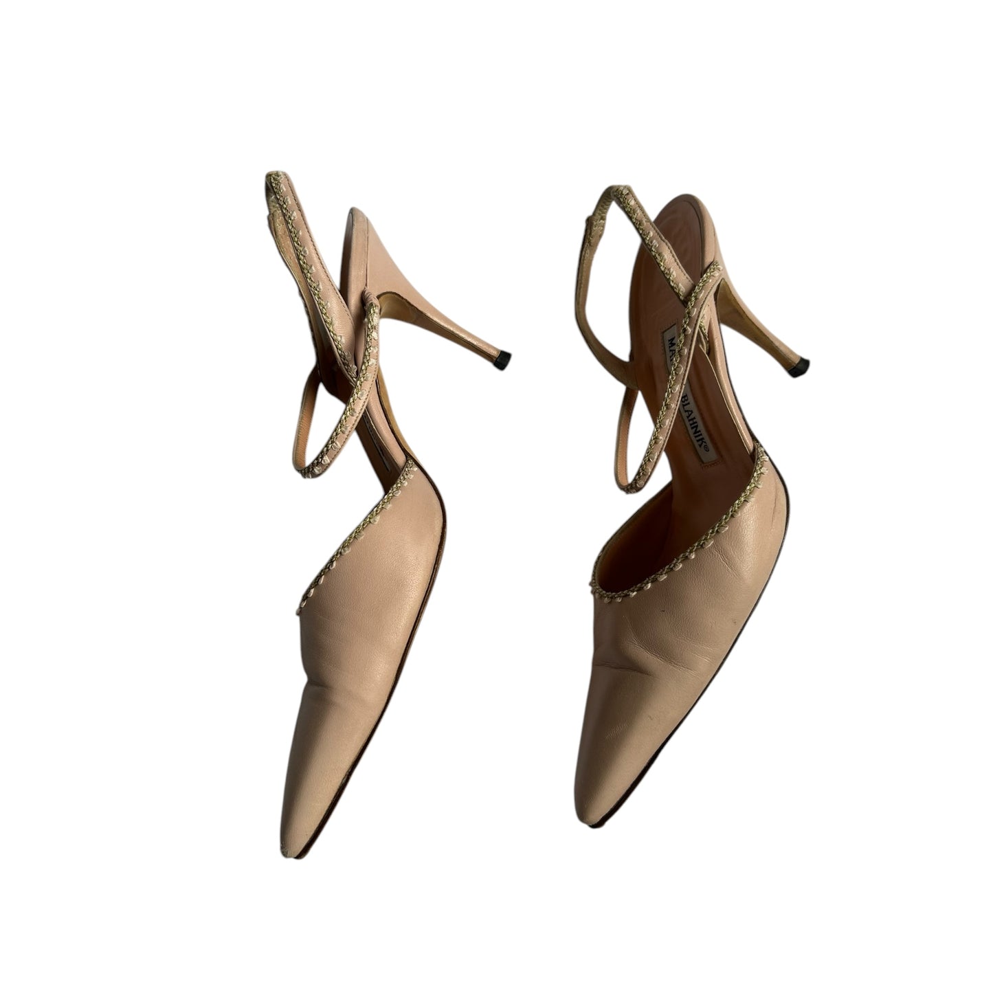 Vintage Manolo Blahnik rose embroidered floral pattern slingback heels / 39