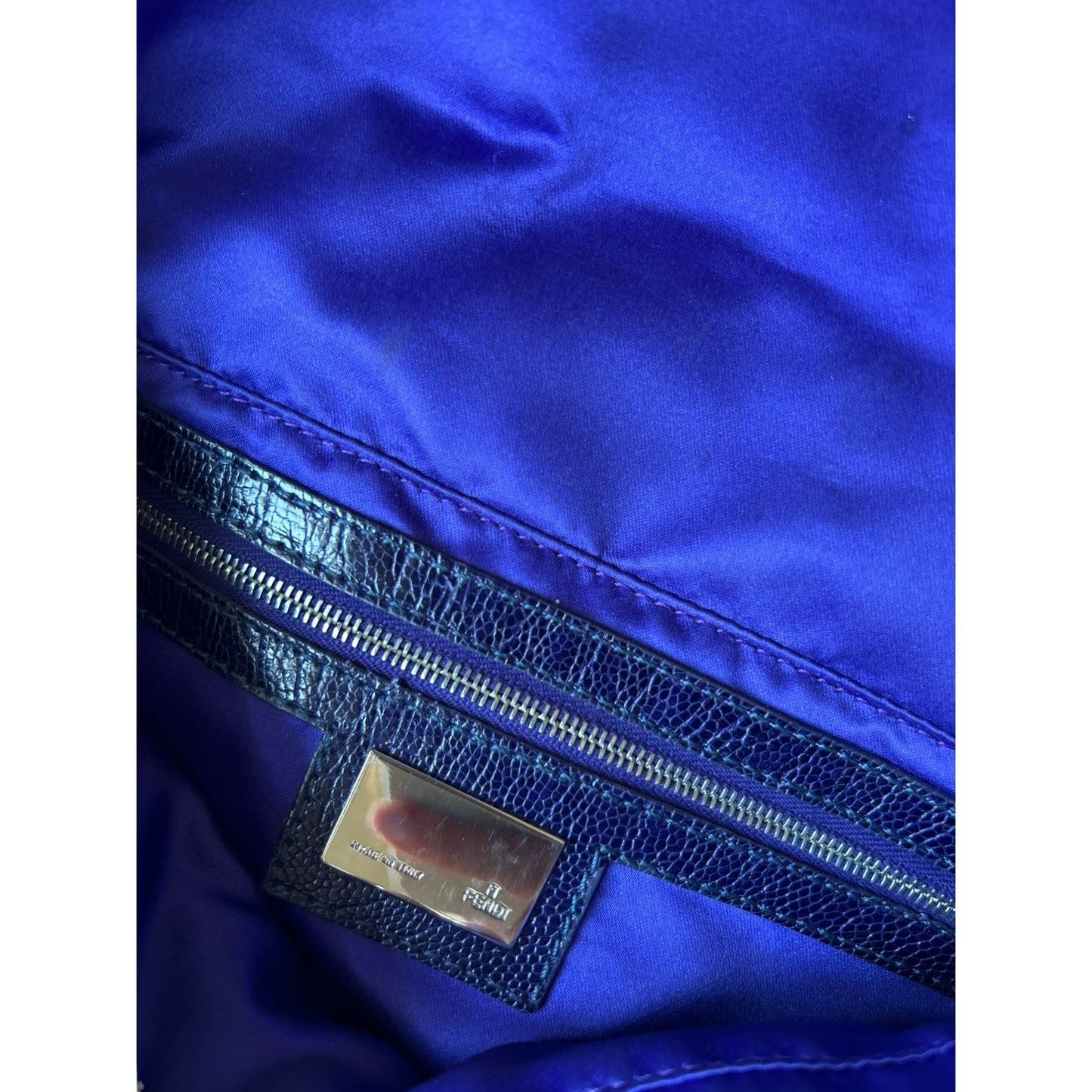 Vintage Fendi Lizard & Ostrich Leg-Trimmed Embellished Baguette 1997