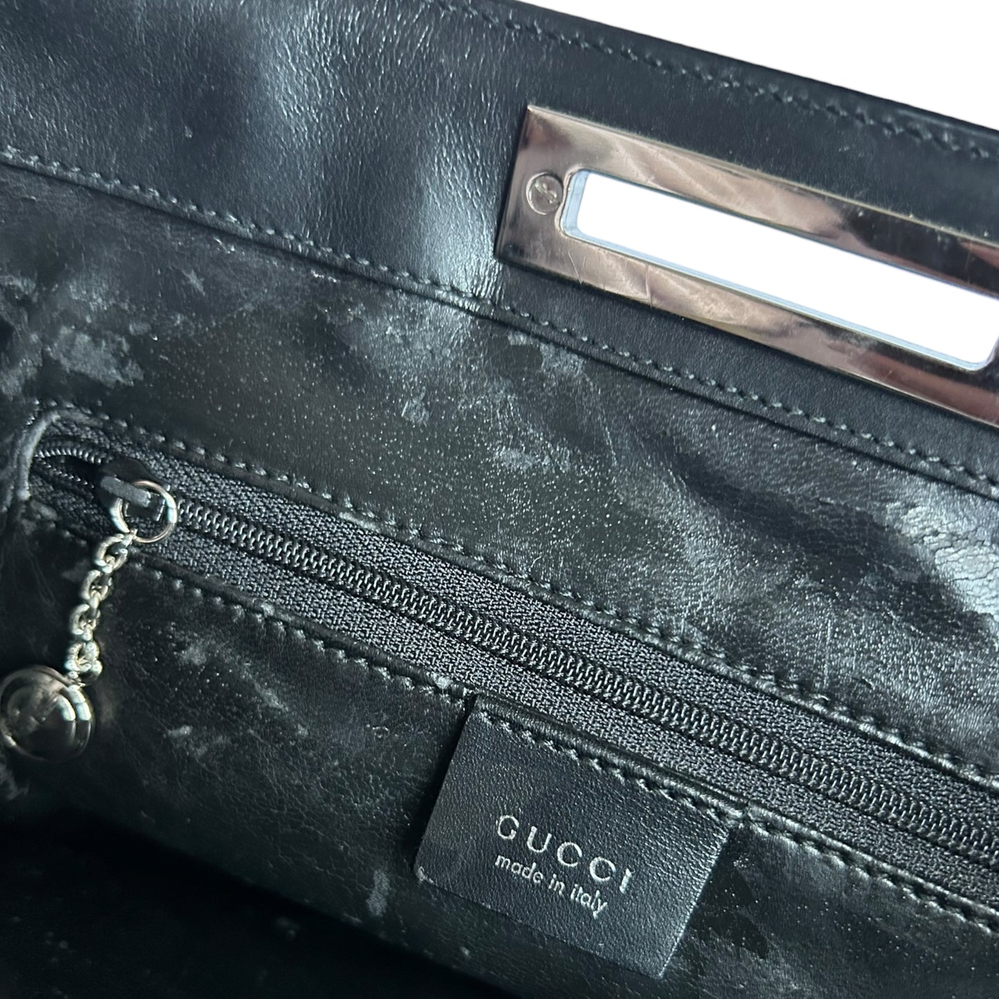 Vintage Gucci by Tom Ford interlocking black leather shoulder bag