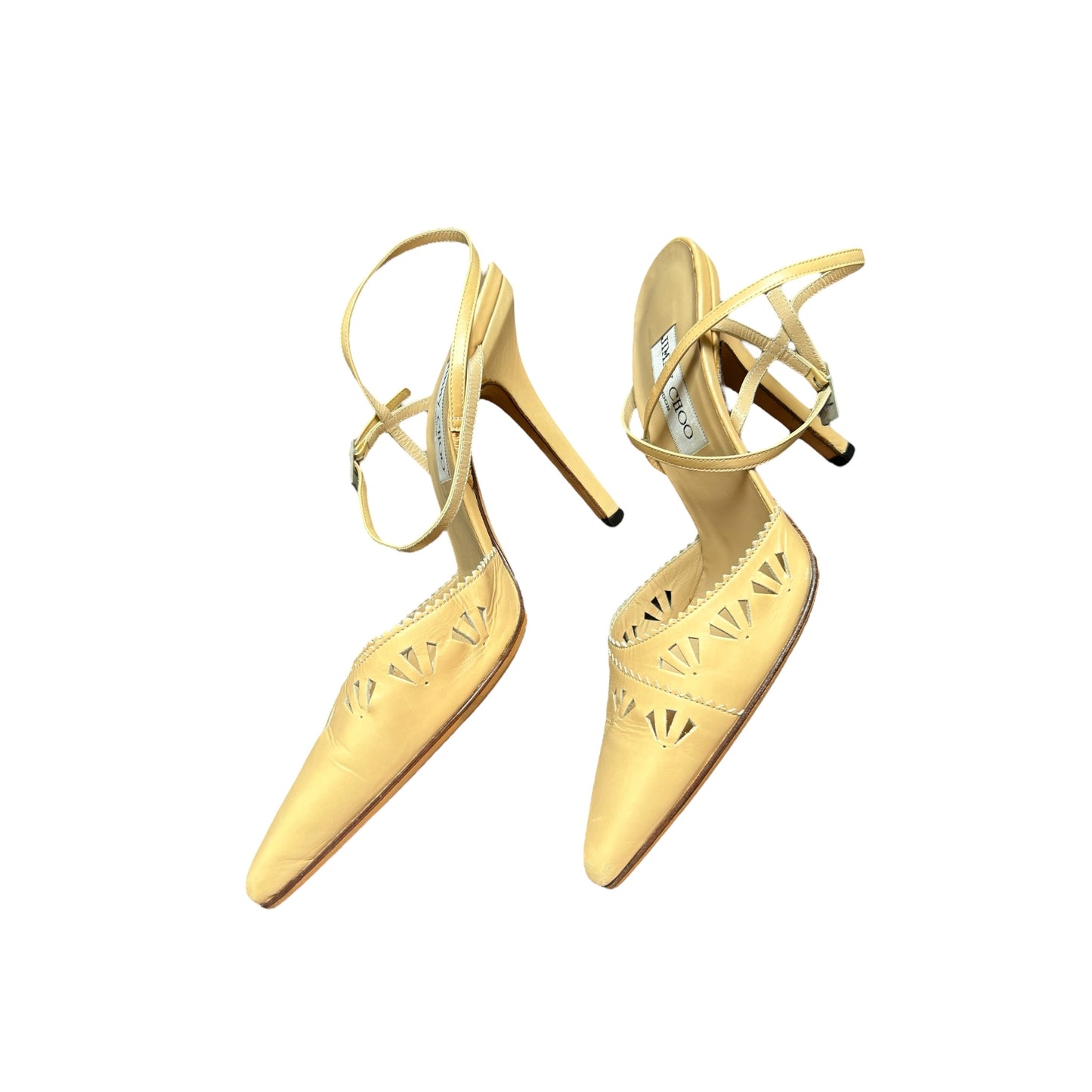 Vintage Jimmy Choo leather butter cream heels / 39