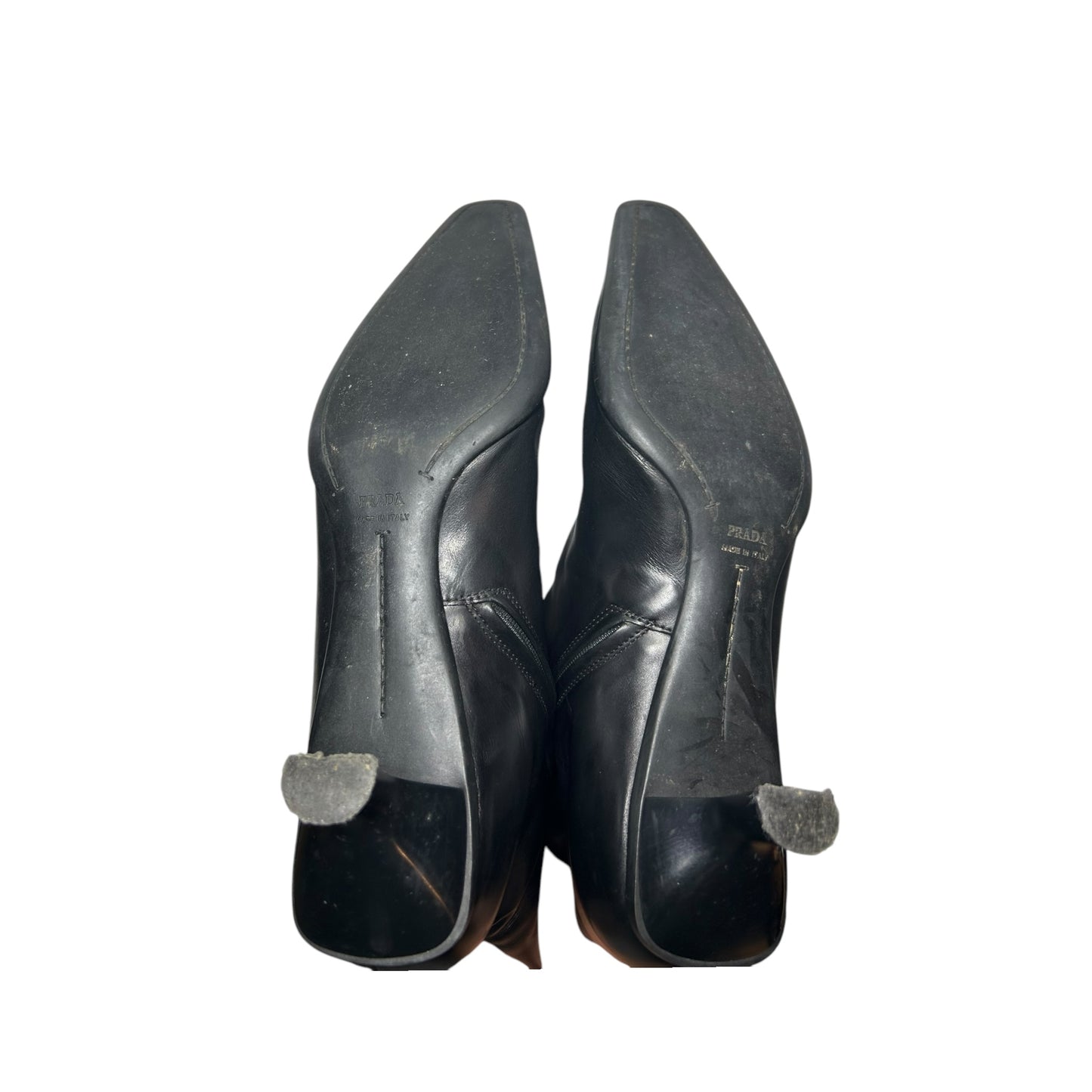 Vintage Prada black leather ankle boots / 39