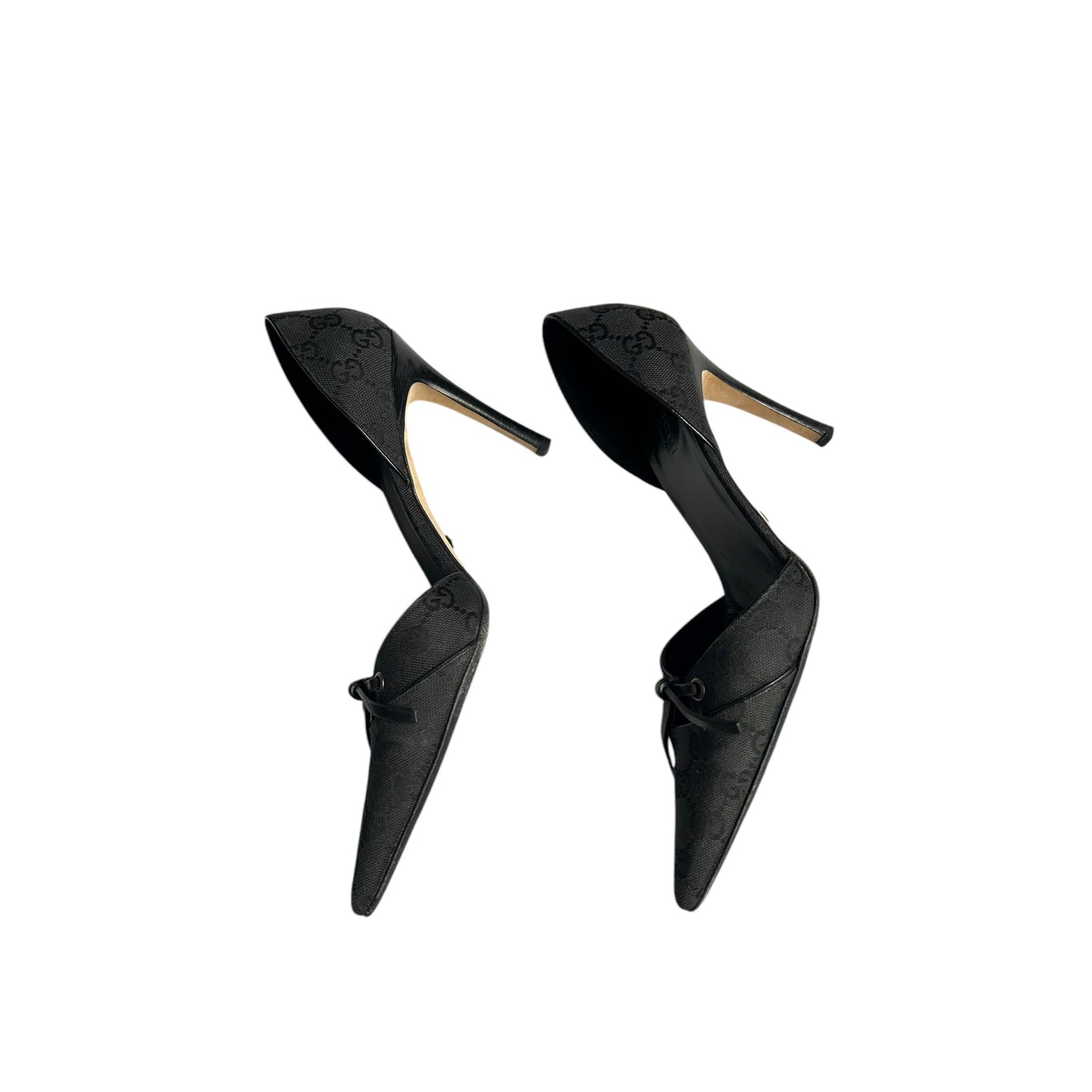 Vintage Gucci by Tom Ford black monogram cloth heels / IT 37.5