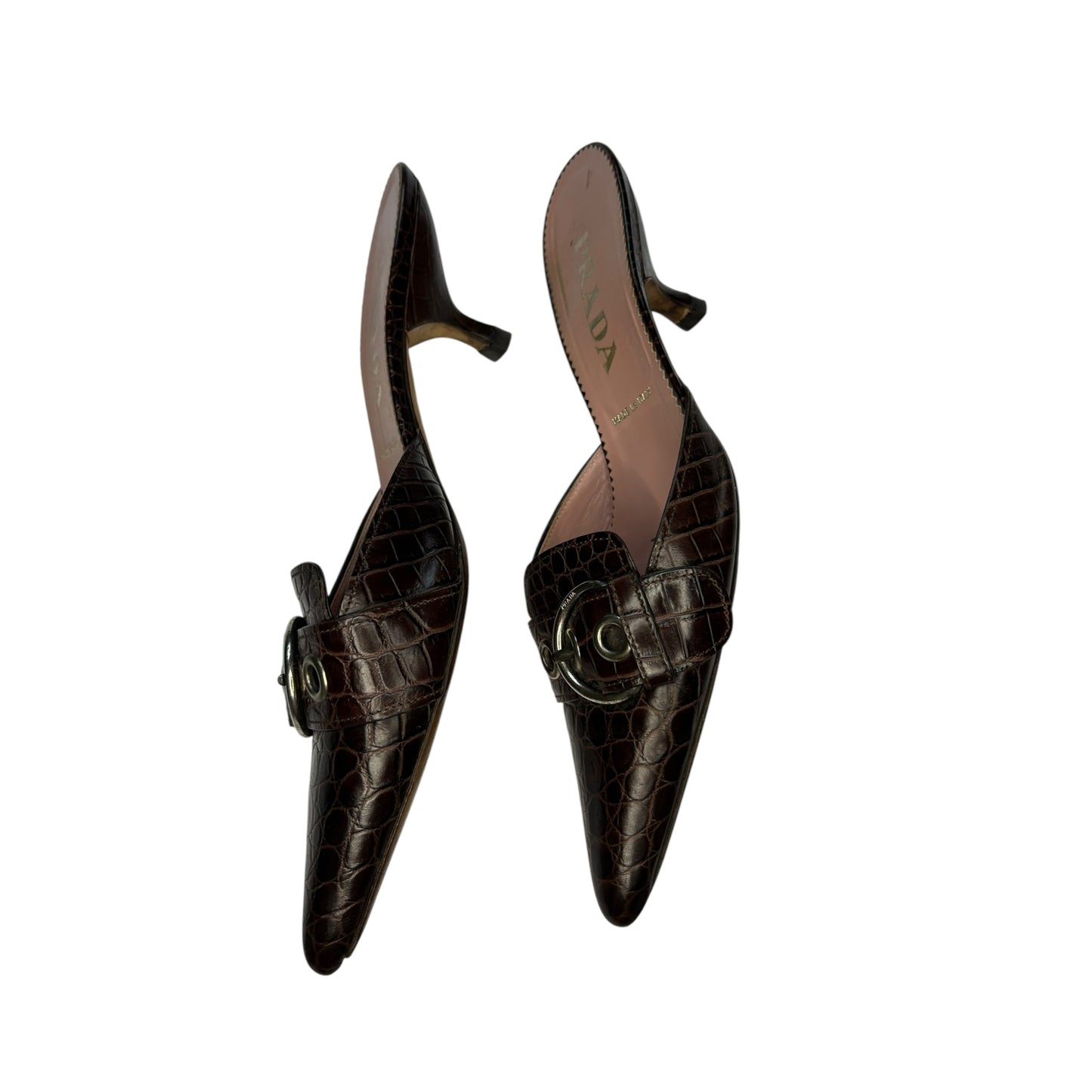Vintage Prada croc brown mules / 38.5