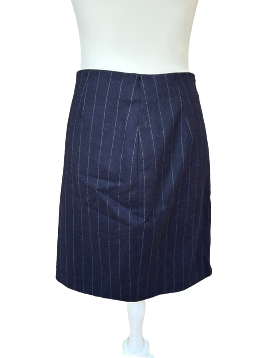 Vintage Ralph Lauren runway purple label 90s wool navy pinstriped skirt / S