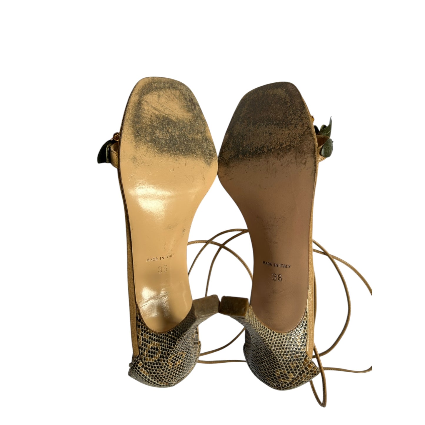 Vintage Rene Caovilla floral leaf wrap around croc heels / 36