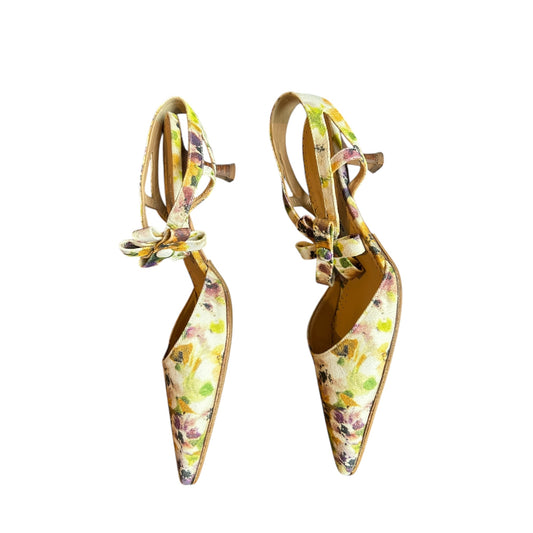 Vintage rare Manolo Blahnik floral canvas heels / 41