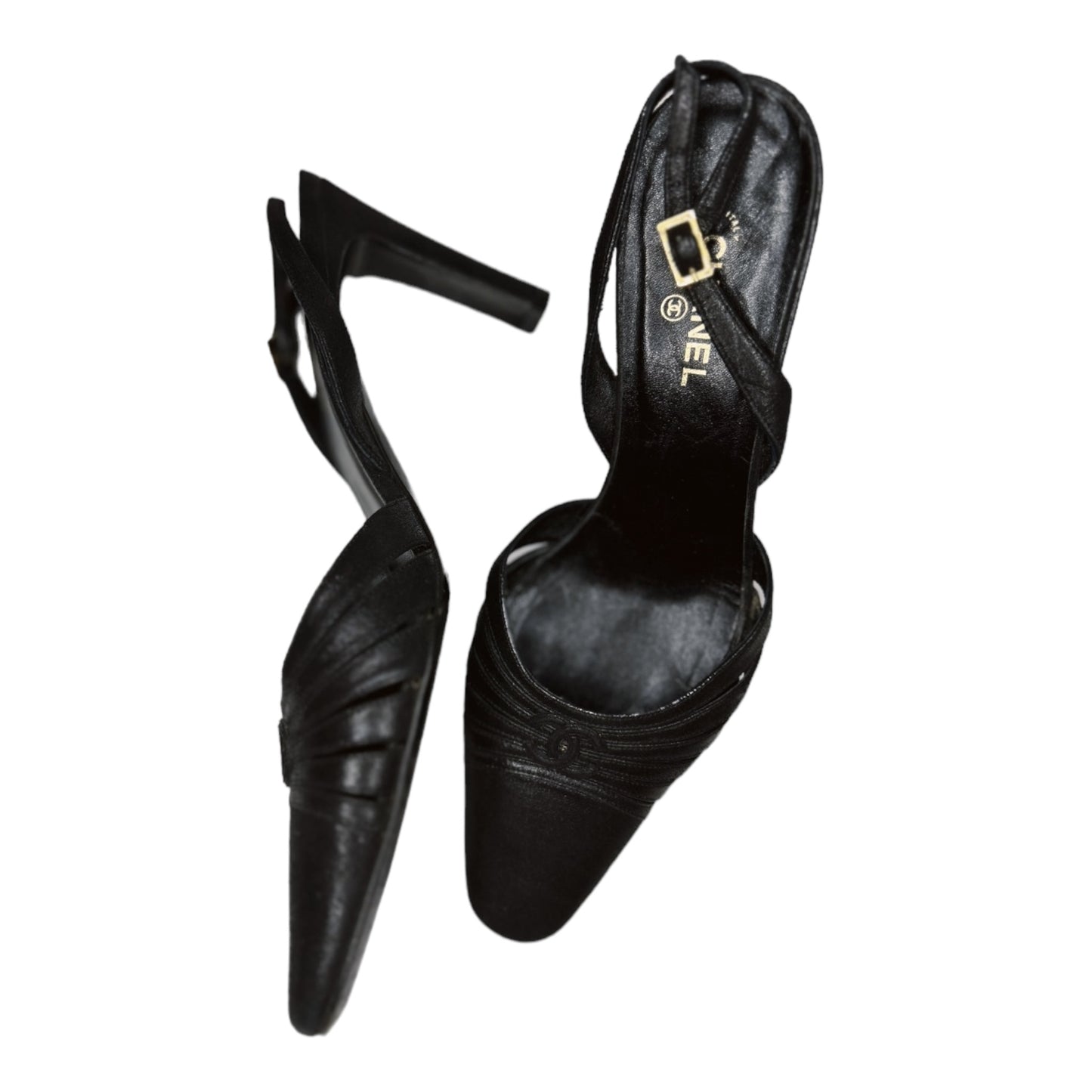 Vintage Chanel CC logo sling back heels by Karl Lagerfeld /36