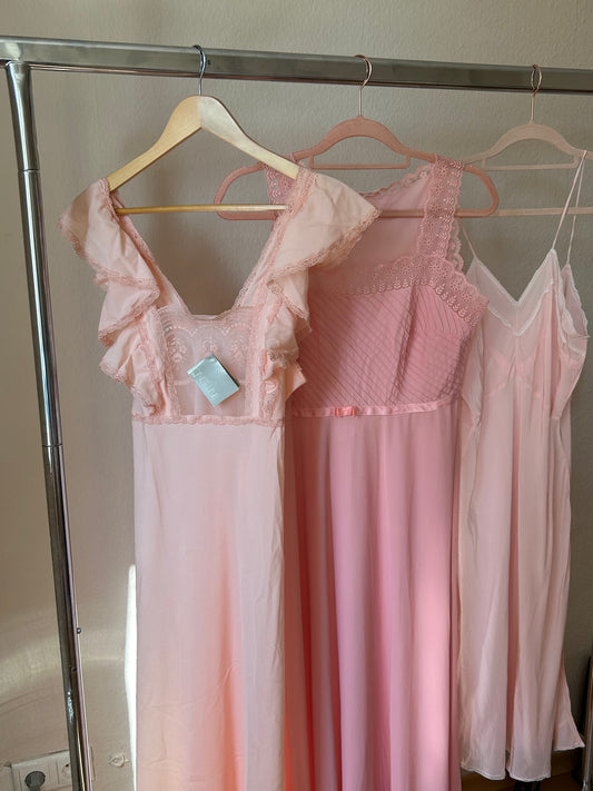 Vintage NWT pink maxi slip dress with lace embroidery/ S