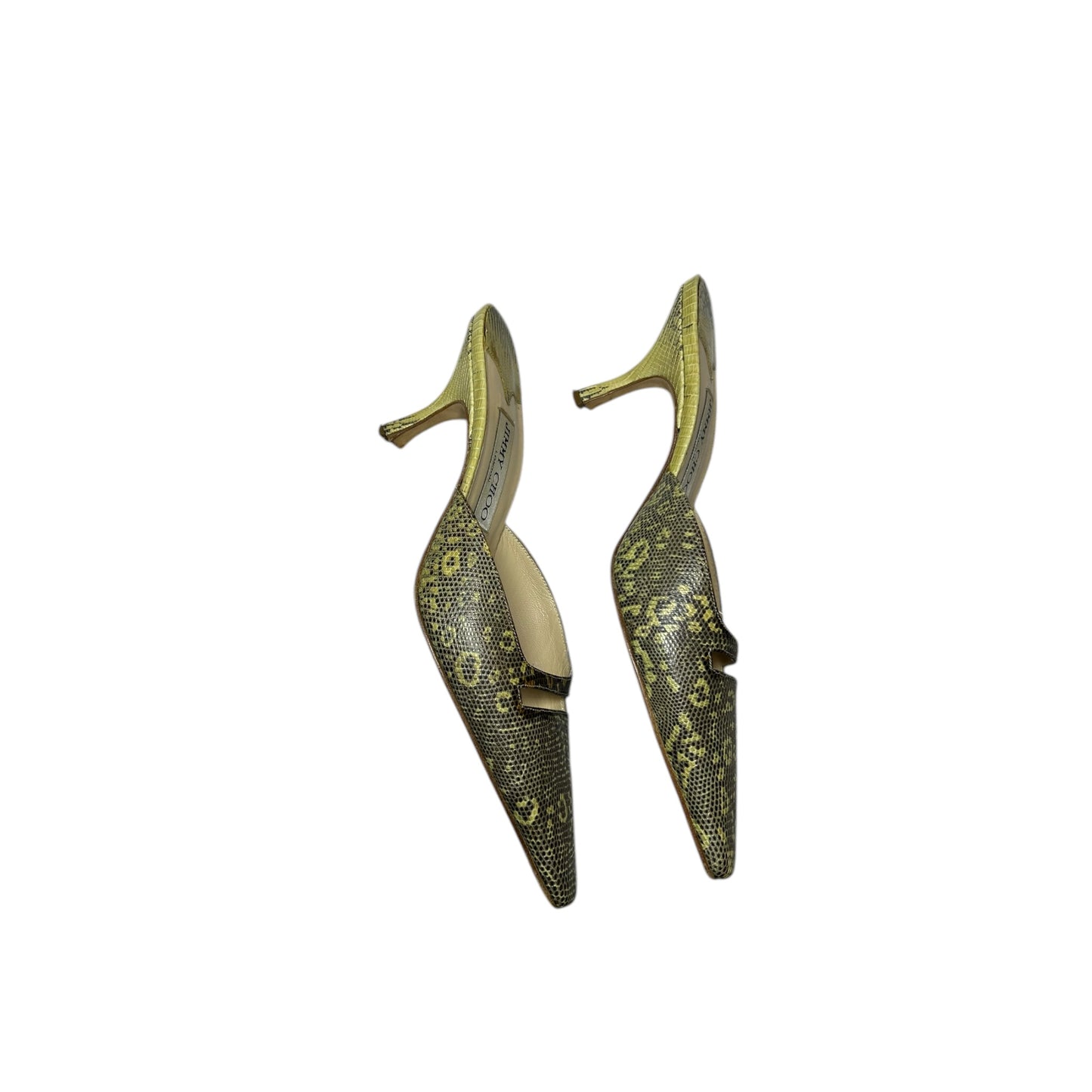 Vintage Jimmy Choo croc animal print mule heels / 37
