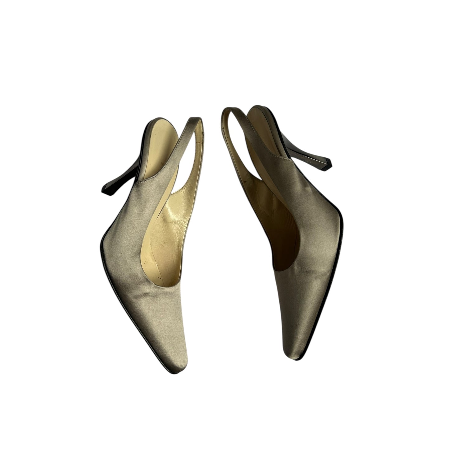 Vintage Prada satin gray sling back heels / 36.5