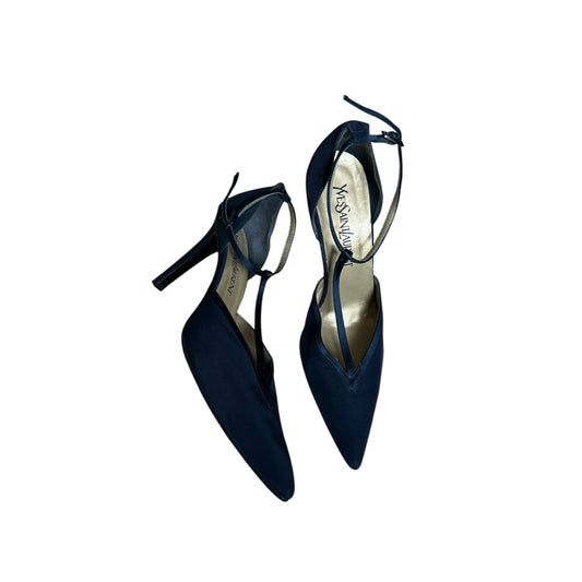 Vintage Yves Saint Laurent navy T strap heels / 38