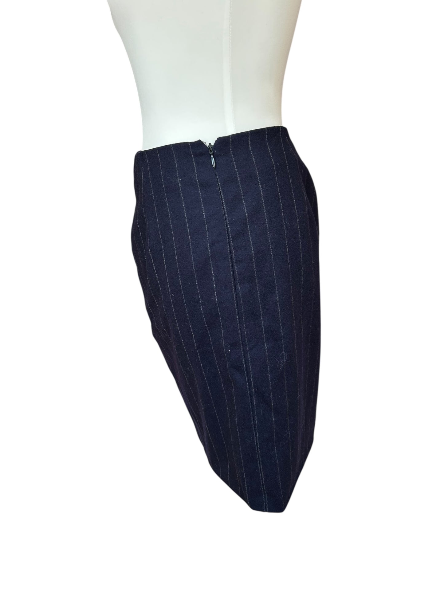 Vintage Ralph Lauren purple label 90s wool navy pinstriped skirt / S