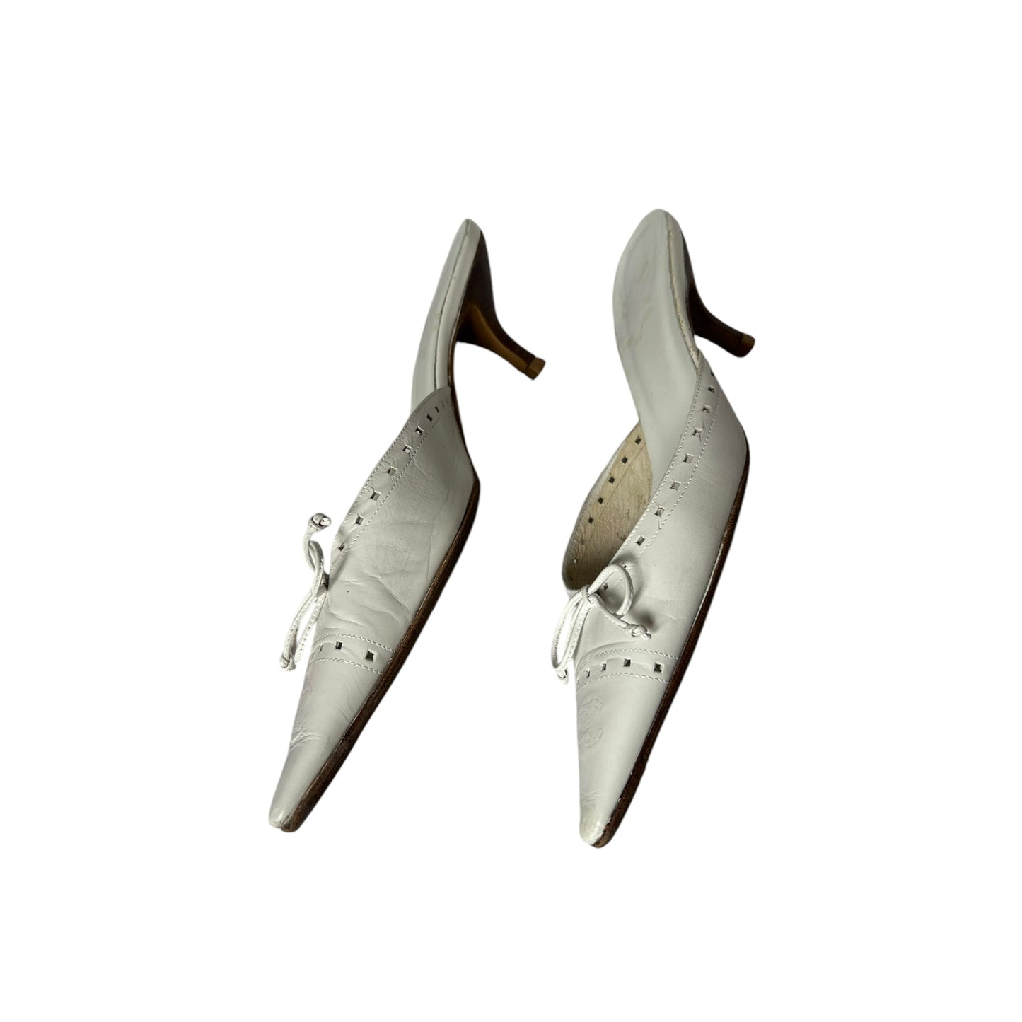 Vintage Chanel CC interlocking logo white mules / 37