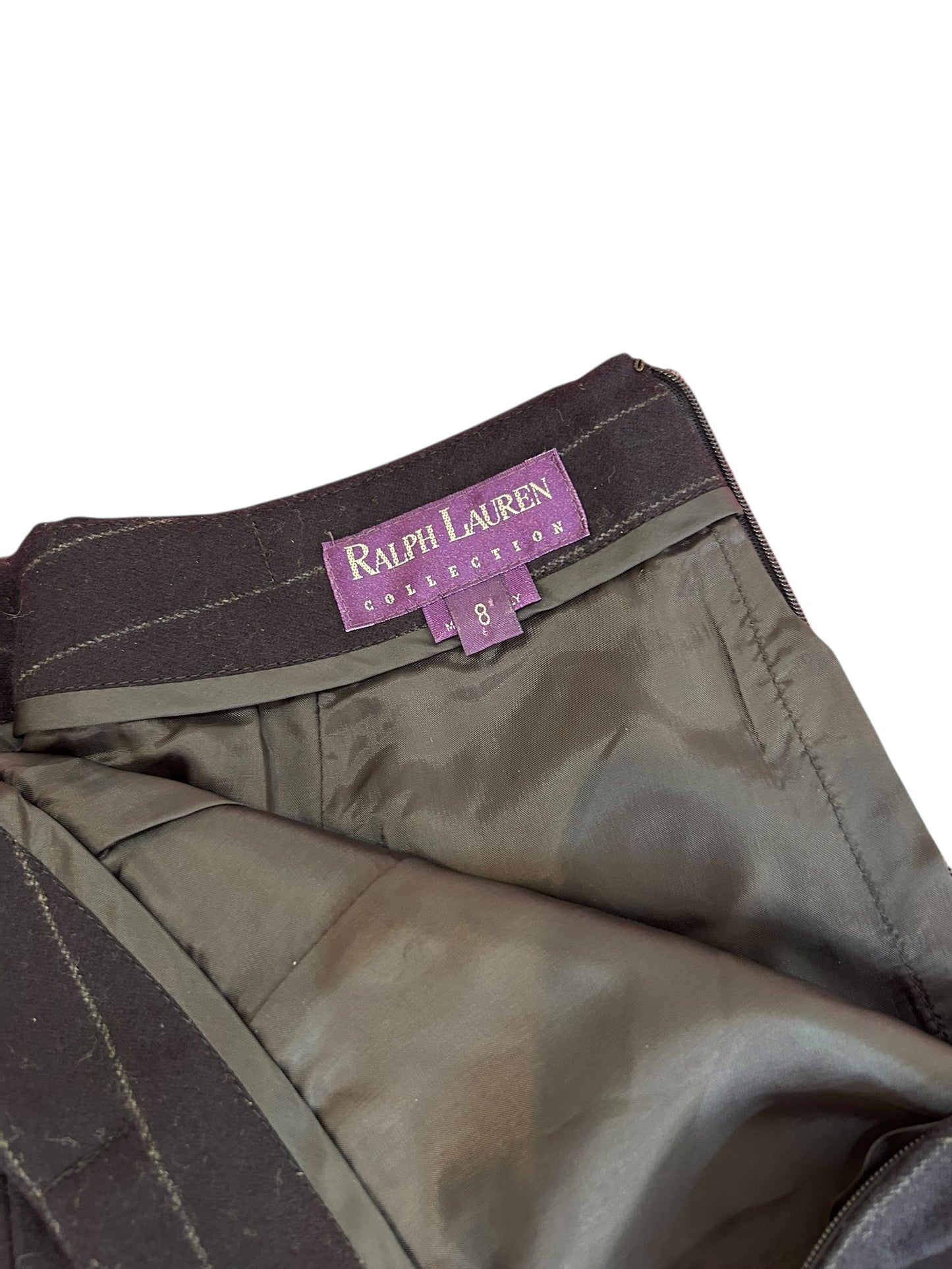 Vintage Ralph Lauren purple label 90s wool navy pinstriped skirt / S