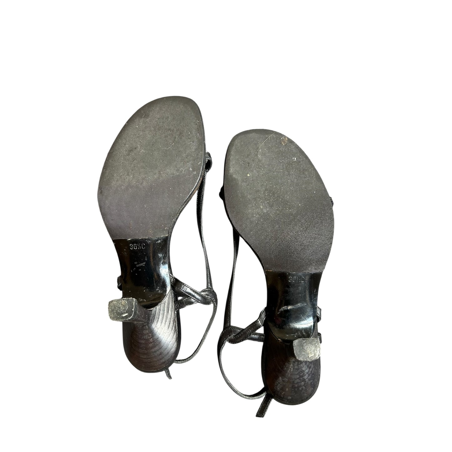 Vintage Gucci by Tom Ford black leather strap sandal heels / 36.5