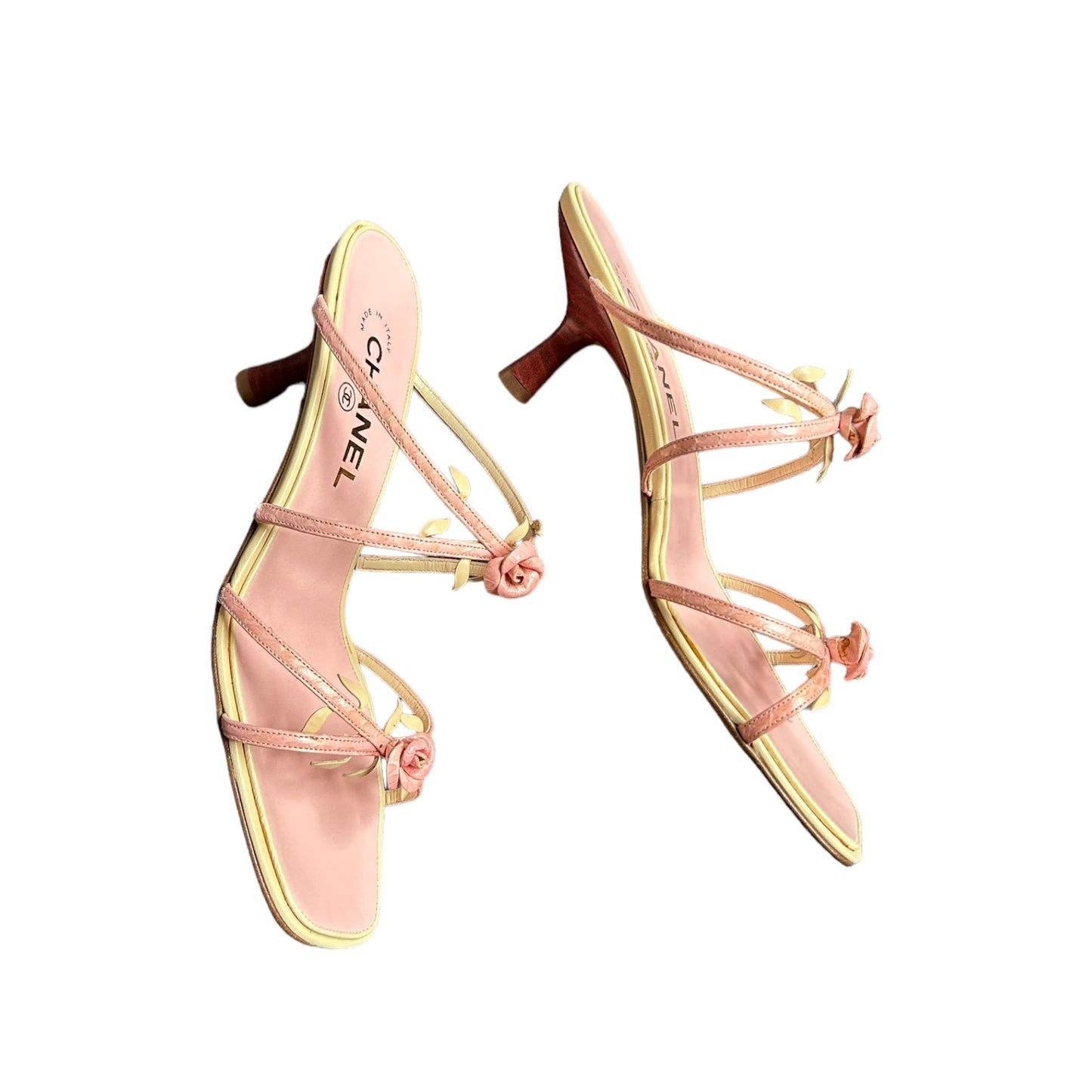 Vintage Chanel pink rosebud sandals by Karl Lagerfeld /37