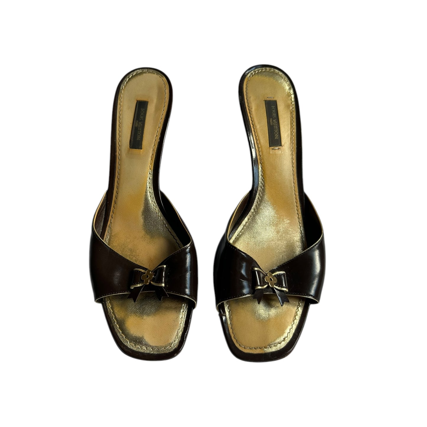 Vintage Louis Vuitton bow tie brown mules / 40