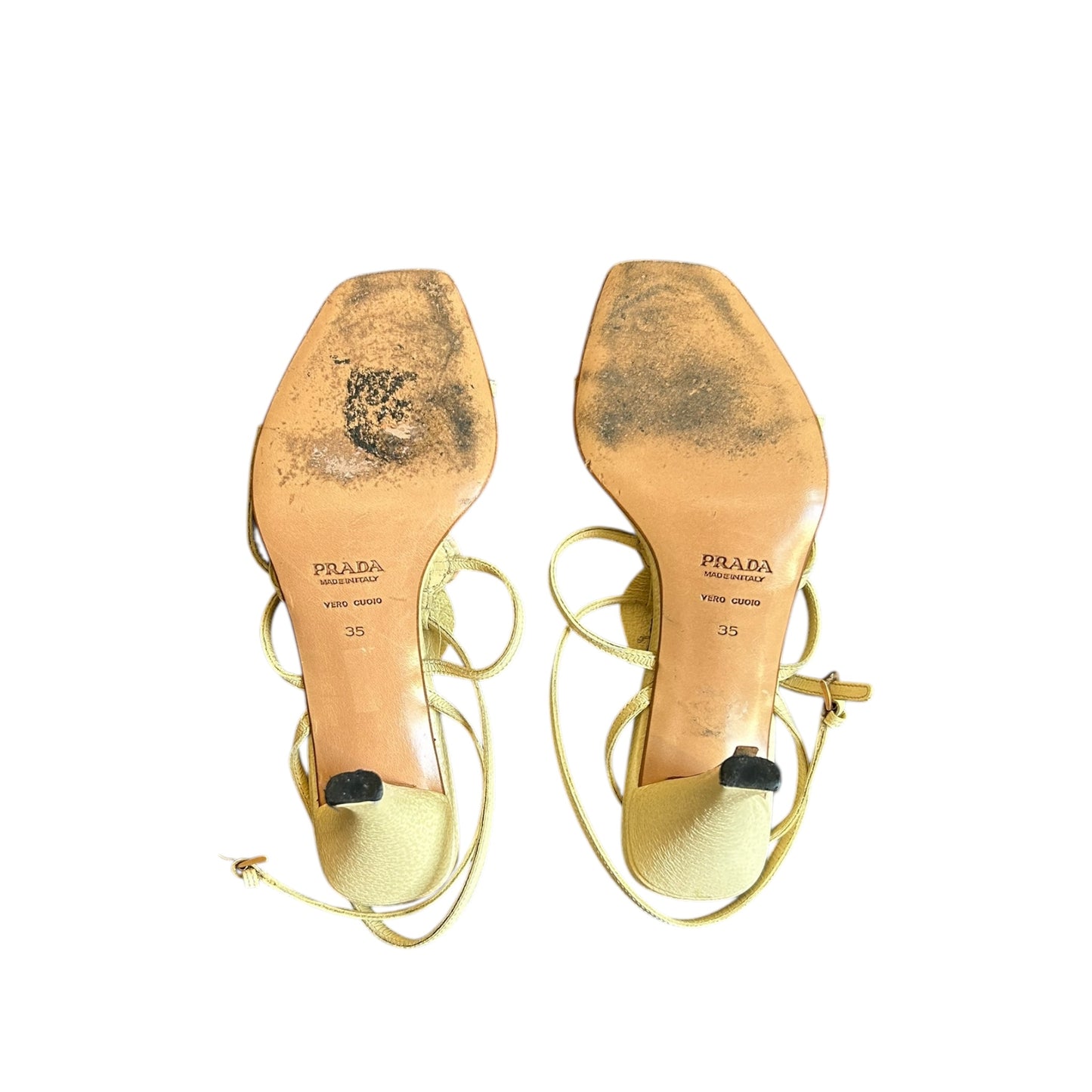 Vintage Prada rosebud cream sandal heels / 35