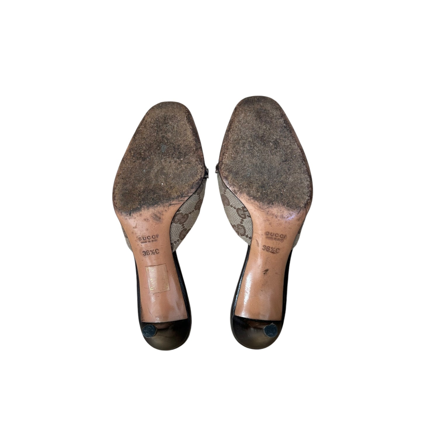 Vintage rare Gucci by Tom Ford monogram horse-bit mule heels / IT36.5