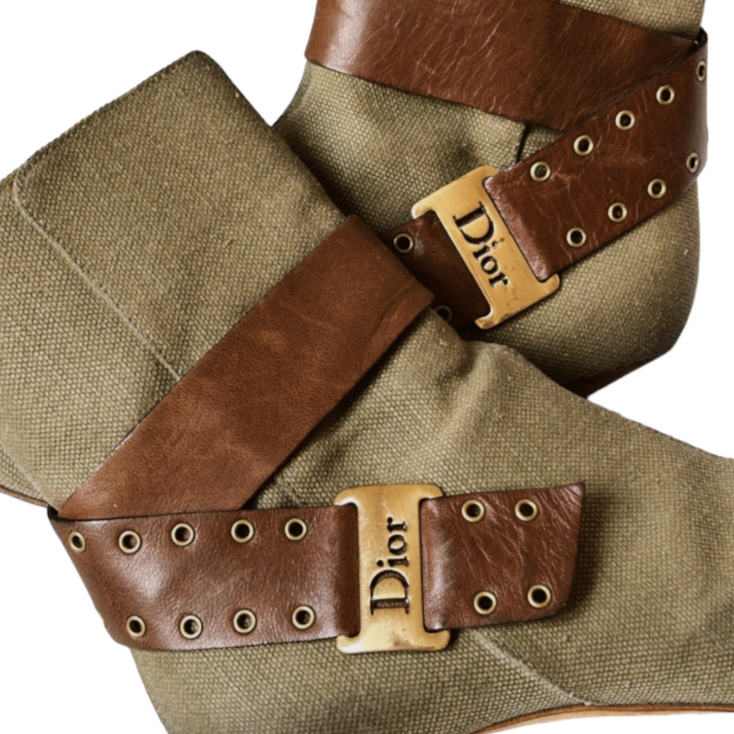 Vintage Dior 2000s khaki ankle boots/36.5