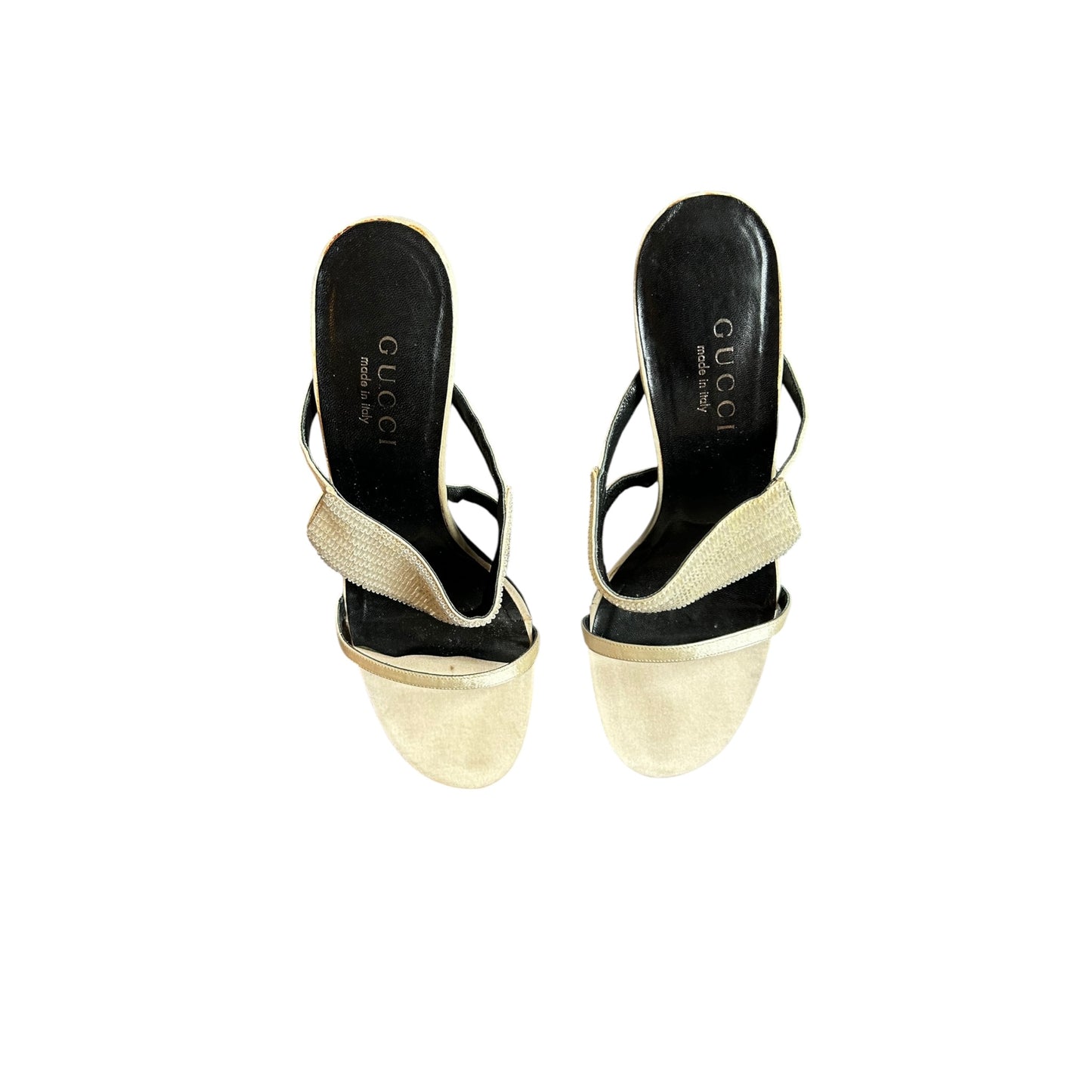 Vintage rare Gucci white sequined sandal heels / 38