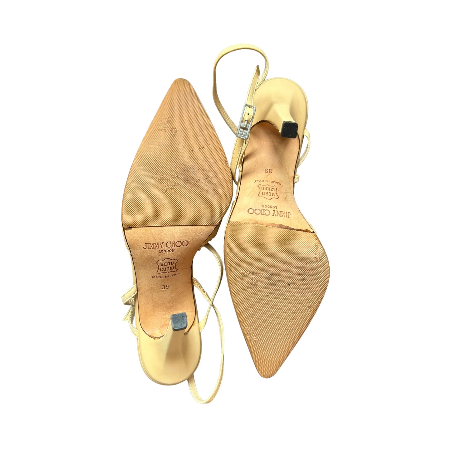 Vintage Jimmy Choo leather butter cream heels / 39