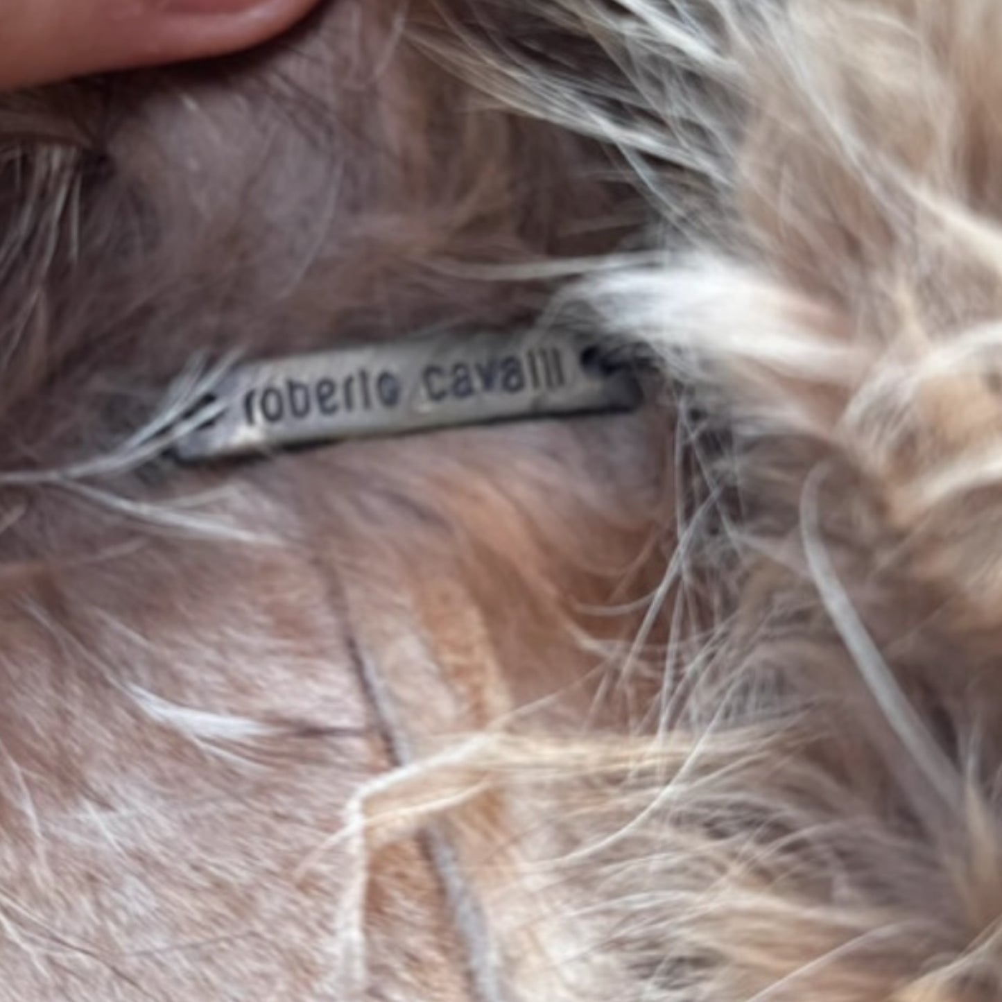 Vintage 90s Roberto Cavalli camel skin faux fur coat