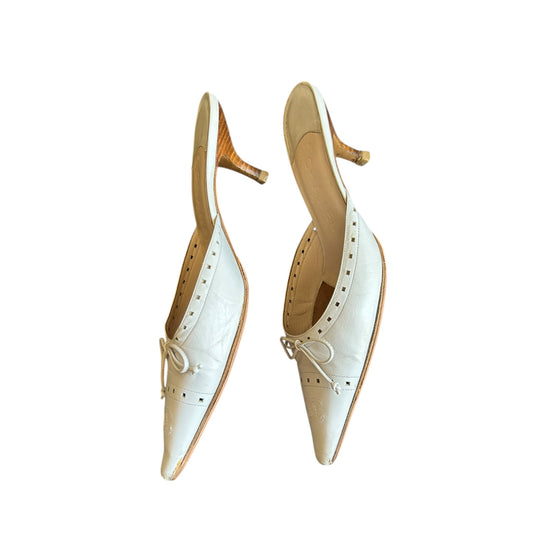 Vintage Chanel white CC interlocking logo mules / 37