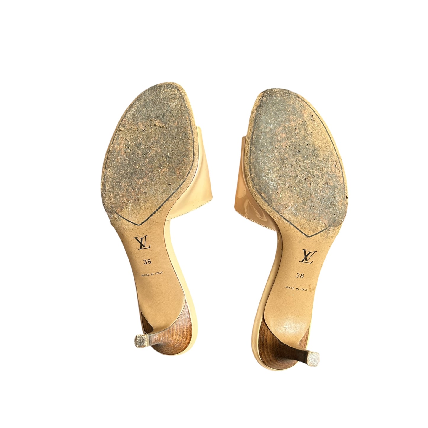 Vintage Louis Vuitton pink dice LV logo mule heels / 38