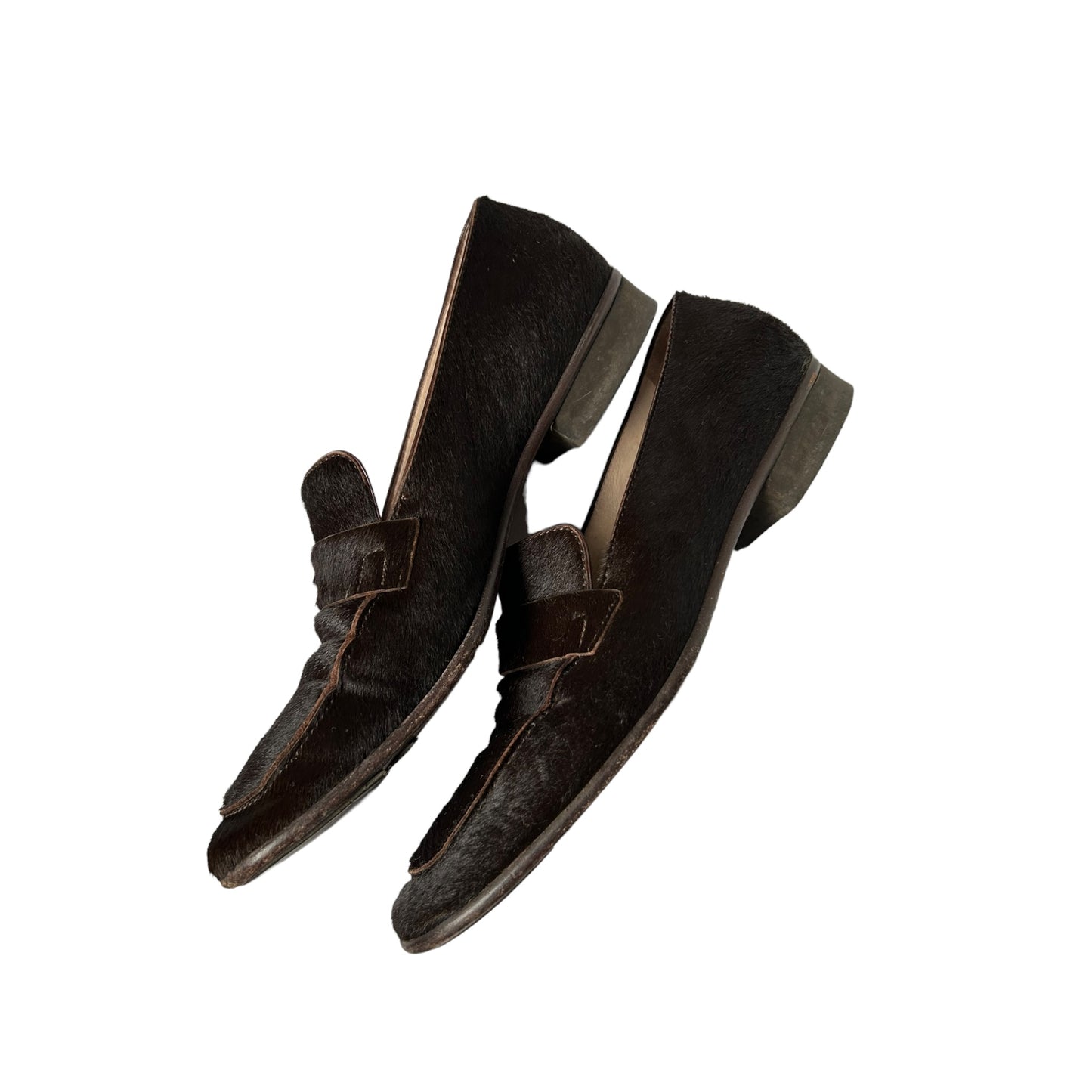 Vintage Chanel pony style brown loafer/38