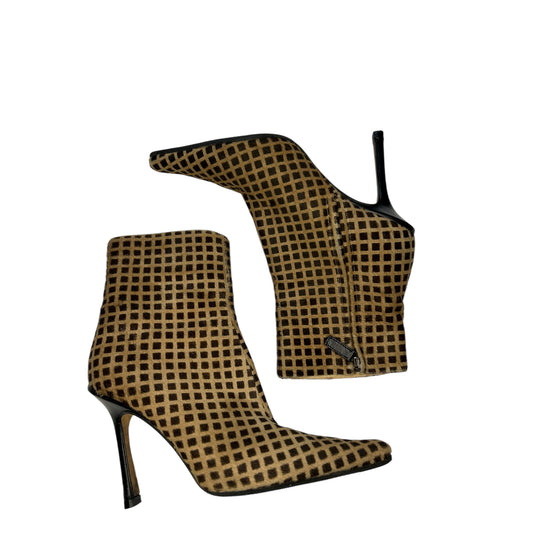 Vintage Jimmy Choo pony hair checkered ankle boots / 37
