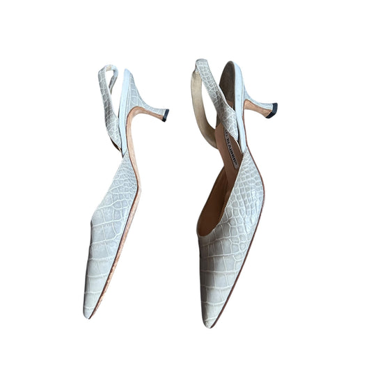 Vintage rare Manolo Blahnik mint croc Carolyn slingback heels / 36