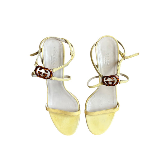 Vintage Gucci leo logo butter sandal heels / 38
