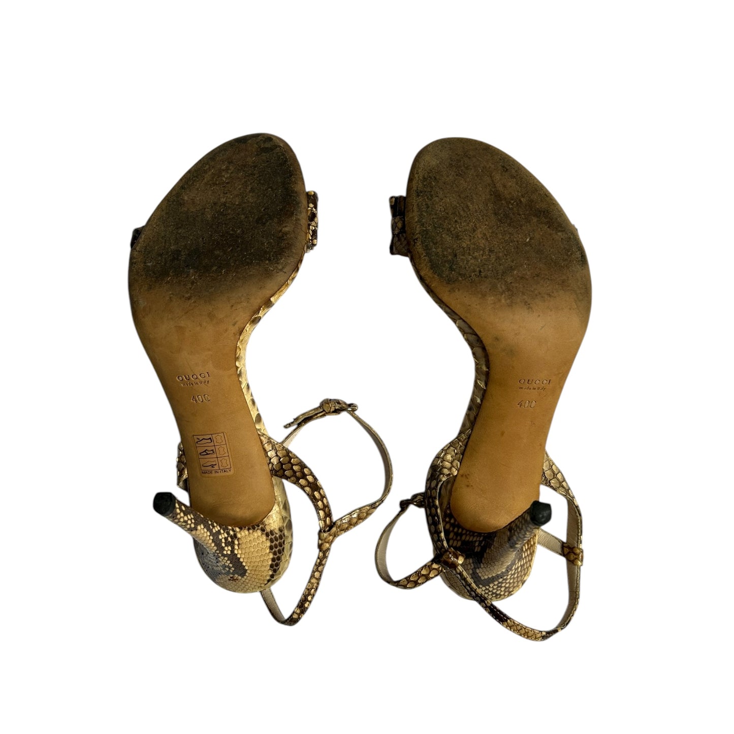Vintage Gucci python buckle sandal heels / 40