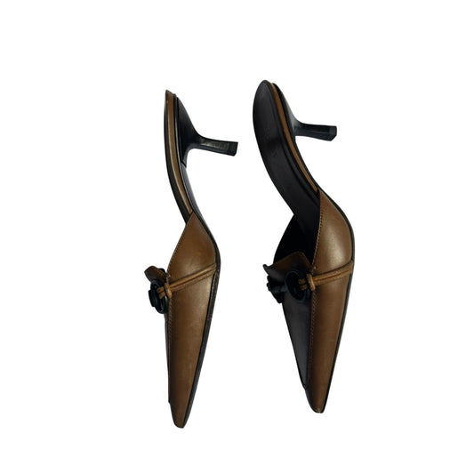 Vintage Gucci by Tom Ford brown horse-bit mule heels / 37