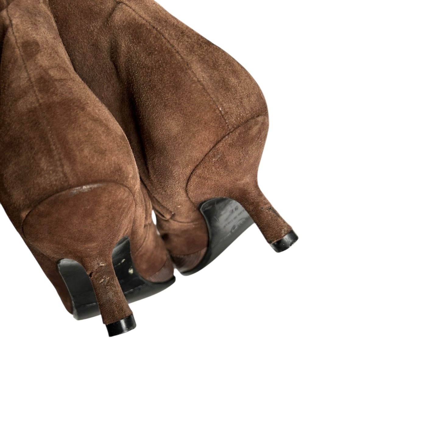 Vintage Chanel brown suede croc buckle ankle boots/ 37