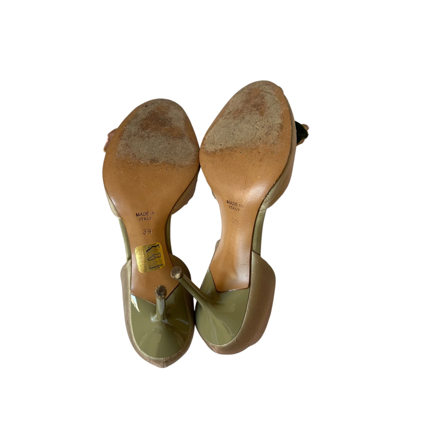 Vintage Rene Caovilla floral satin D’Orsay heels / 39