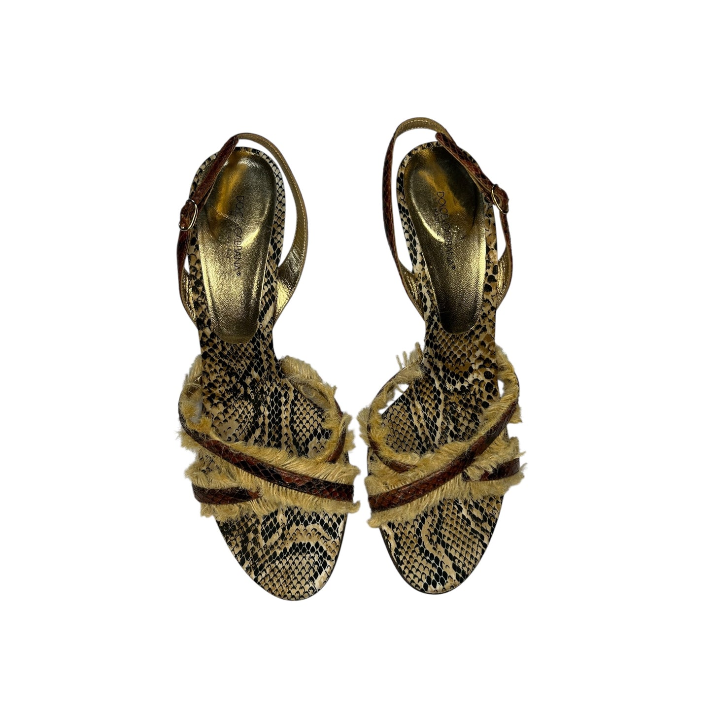 Vintage Dolce&Gabbana SS 2005 python skin faux fur sandal heels / 40