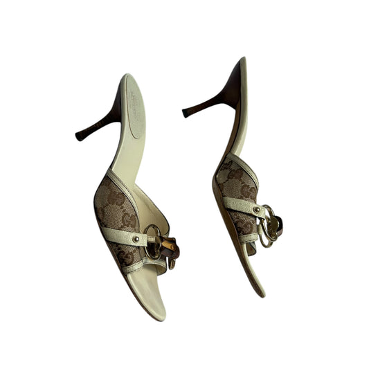 Vintage Gucci by Tom Ford horse-bit monogram mule heels / IT 38