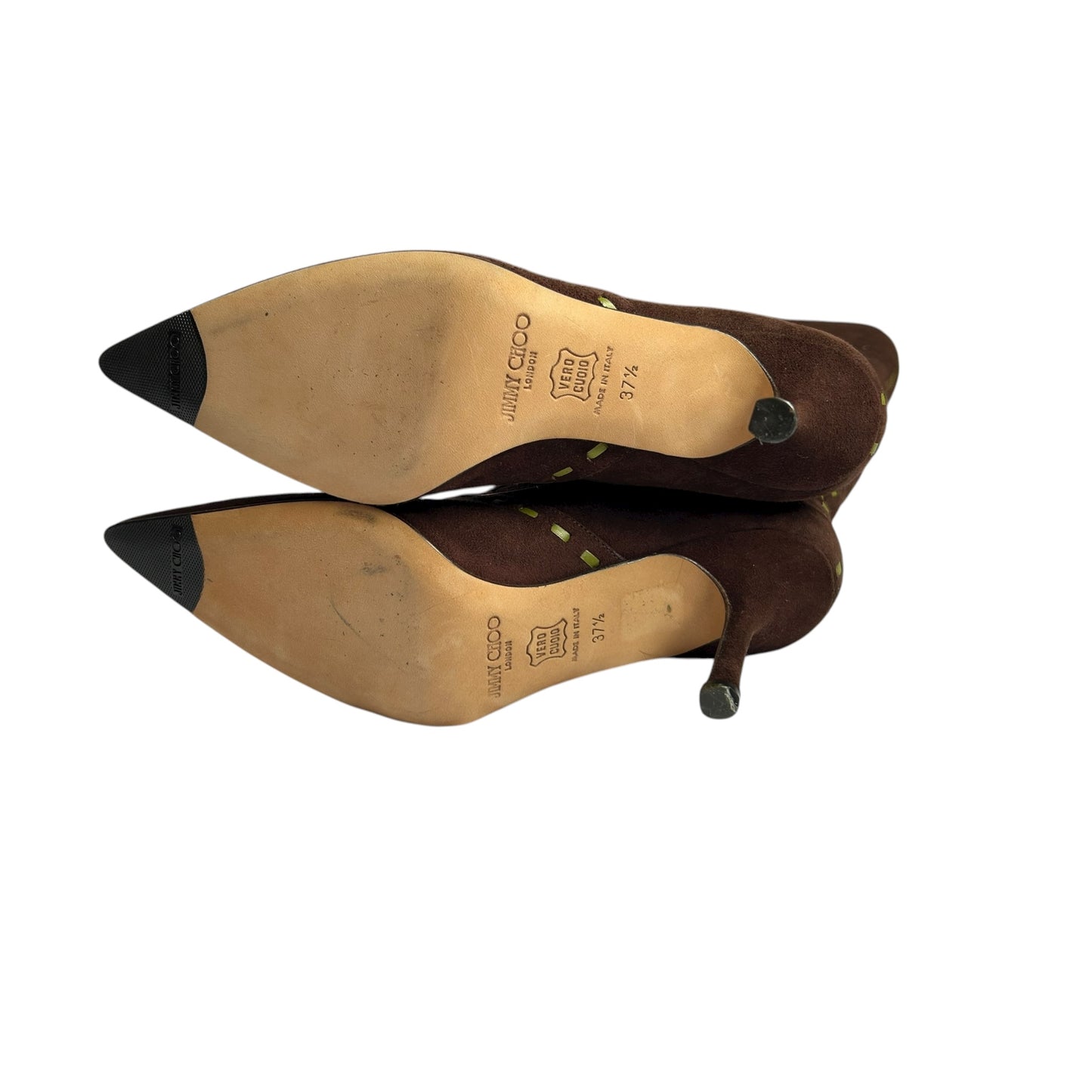 Vintage rare Jimmy Choo brown suede leaves embroidery boots /37.5