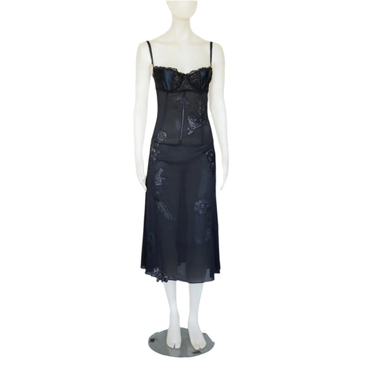 Vintage Dolce & Gabbana Spring black sheer 2002 Runway worn by Gisele Bündchen Dress