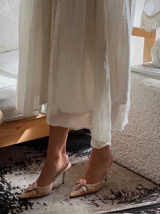 Vintage rare Rene Caovilla rosebud sequined slingback heels / 37