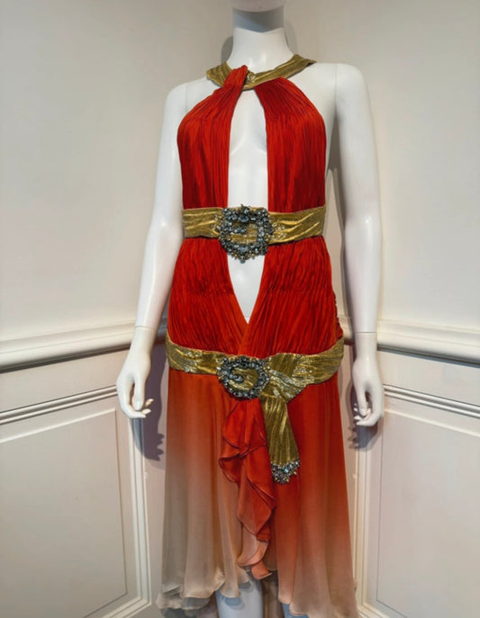 Vintage Roberto Cavalli SS 2006 Silk Runway Dress – Gemma Ward – Rare 2000s Designer Gown