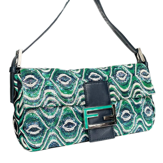 Fendi Baguette Beaded Green Shoulder Bag – Luxury Designer Shoulder Bag