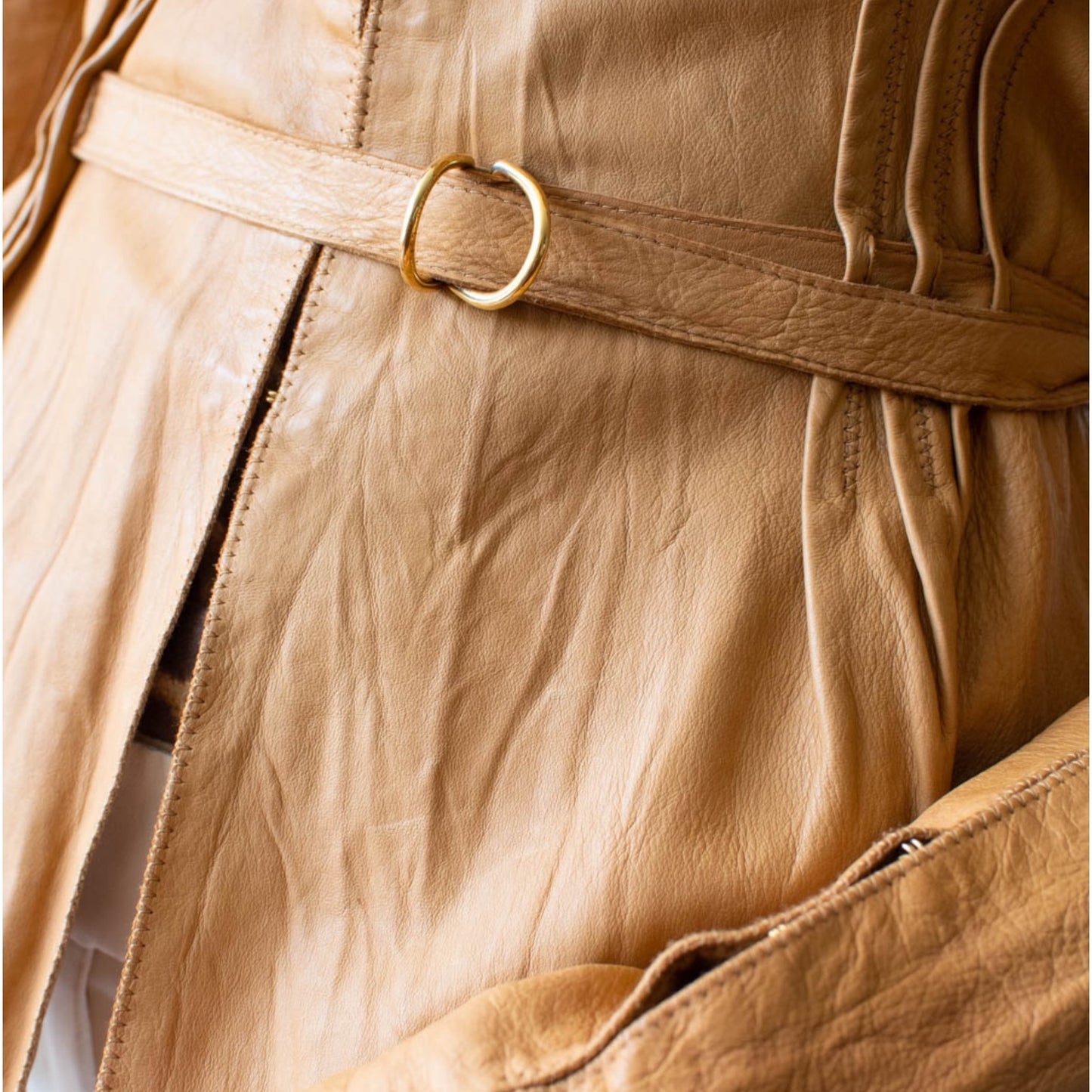 Vintage Cavalli tan embroidered floral leather jacket